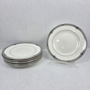 Wedgwood Amherst Bone China Bread Butter Plates Set of 8 Grey Blue Floral 6 inch